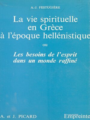 cover image of La vie spirituelle en Grèce à l'époque hellénistique